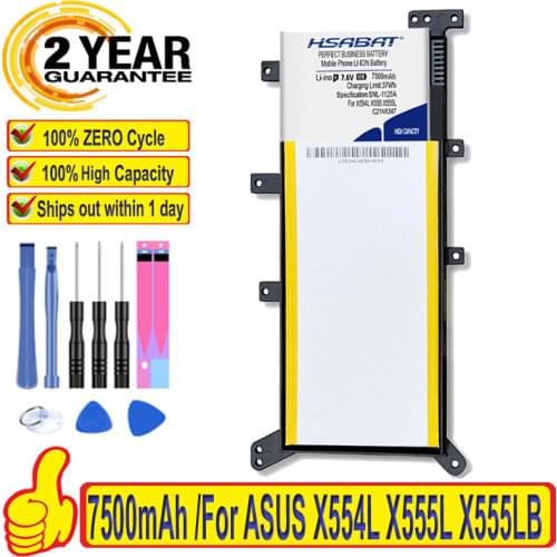 100% Original HSABAT 6850mAh C21N1347 Battery For ASUS X554L X555L X555LB X555LN X555 X555LD X555LP F555A F555U W519L F555UA VM