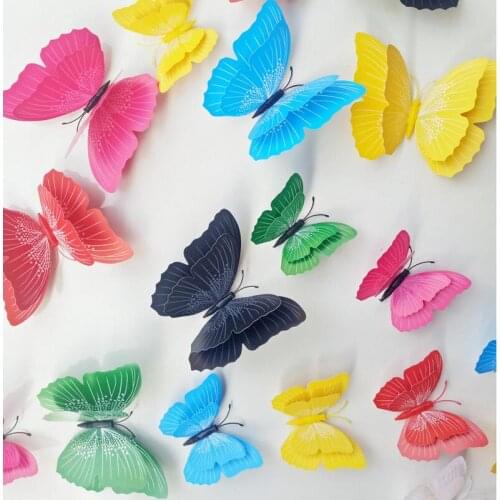12pcs House Decoration 3d butterfly Wall sticker window sticker bedroom Home decor DIY Wallpaper Art Decals Fridge magnet AU390