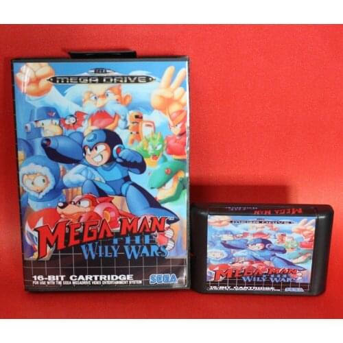 Mega Man The Wily Wars 16 bit MD card with Retail box for Sega MegaDrive Video Game console system