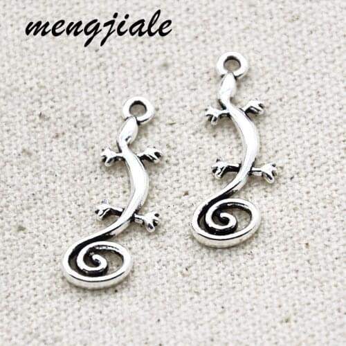30pcs Vintage Metal Alloy Gecko House Lizard Charms For Jewelry Making DIY Handmade Craft