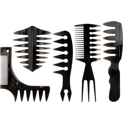 5PCS Retro Oil Head Comb Wide Tooth Hair Brush Comb Professional Hair Dyeing Comb Mens Styling Tools