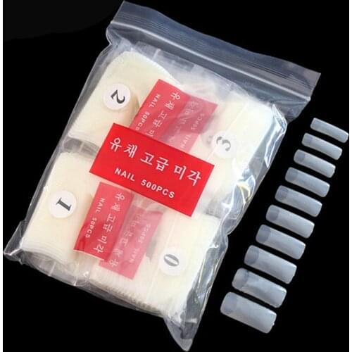500pcs False Nail Tips Full/Half/French Cover Fake Natural Color Artificial False Nails for DIY Nail Art