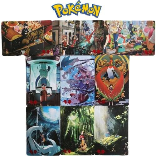 9Pcs Pokemon Trainer Elf DIY Flash Cards First Generation Pikachu Charmander Bulbasaur Mewtwo Rare Collection card Toys Gift