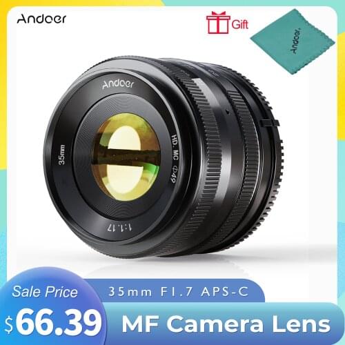 Andoer 35mm F1.7 APS-C MF Camera Lens Large Aperture Prime Fixed Lens for Sony E-Mount Mirrorless Cameras A7III/A9/NEX 3 3N