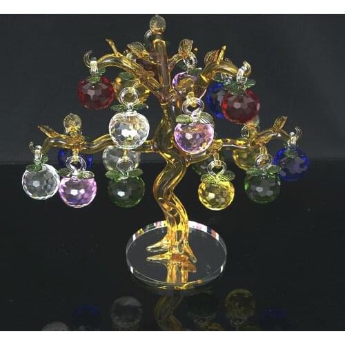 Big Crystal Apple Tree With 18 Apples Fengshui Crafts For Home Decor Figurines Christmas New Year Gifts Souvenirs