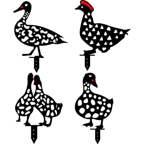 Chickens Garden Chicken Yard Art Duck Decor Garden Statues Backyard Lawn Stake Plastic Acrylic Duck Hen Outdoor Garden Ornaments