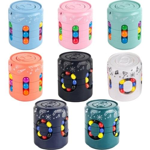 Childrens Bean Rotating Can Gyro Fingertips Stress Relief Game Plastic Bean Decompression Toy for Kids