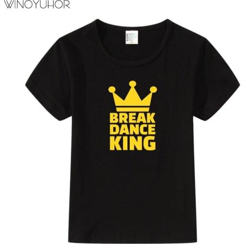 Breakdance King Boys T Shirt Summer 2019 Cartoon Crown Printed Short Sleeve O-Neck Cute T-Shirt For Kids Boys Tee Shirt Tops