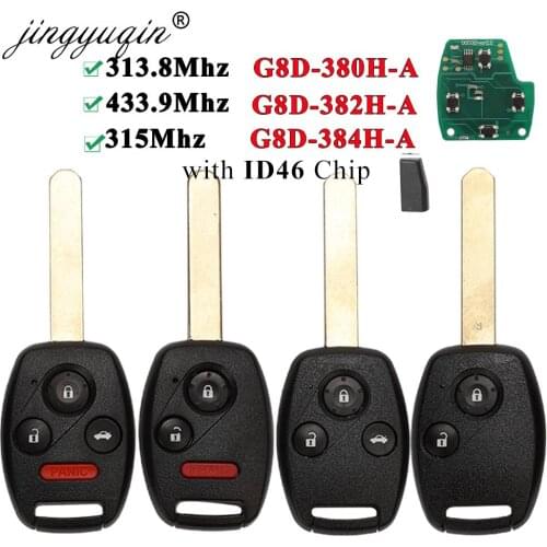 Jingyuqin 315Mhz/433.92Mhz Remote Key for Honda for Accord Element CR-V HR-V City Odyssey Civic Car 2/3B G8D-382H-A G8D-384H-A