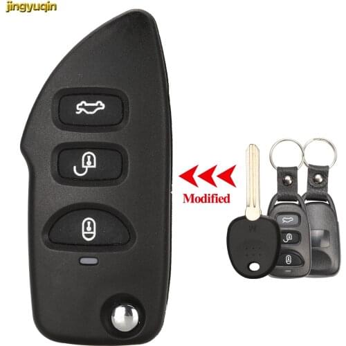 Jingyuqin Modified Remote Car Key Fob Shell For Hyundai Kia Carens 2006-2008 3 Buttons with Battery Holder Left Blade