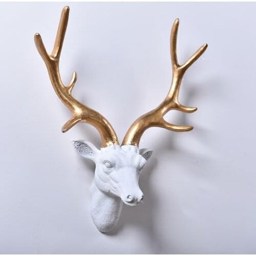 CREATIVE DEER HEAD ANIMAL WALL DECORATION ORNAMENTS RESIN CRAFTS STATUE SCULPTURE LIVING ROOM ROOM HOME DECORATION ACCESSORIES