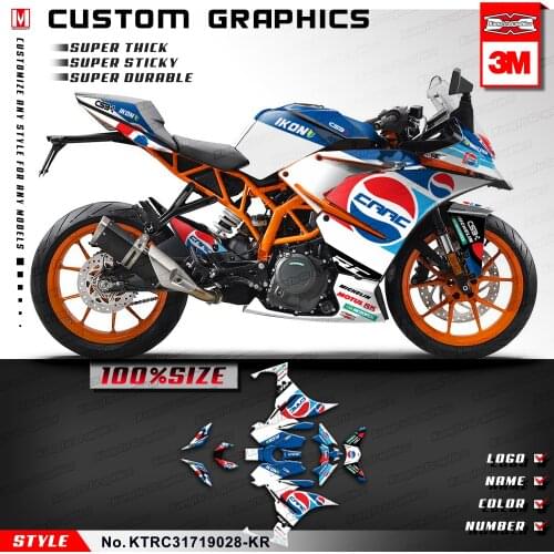 KUNGFU GRAPHICS Motorbike Vinyl Stickers Motorcycle Deco Kit for RC 125 200 RC125 RC200 2017 2018 2019 2020 2021, Customizable