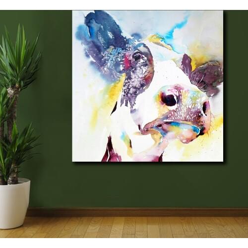 Fashion Pop Art Oil Painting Wall Art Picture Run Cow Animal Printed Canvas Painting For Living Room Home Decor Unframed