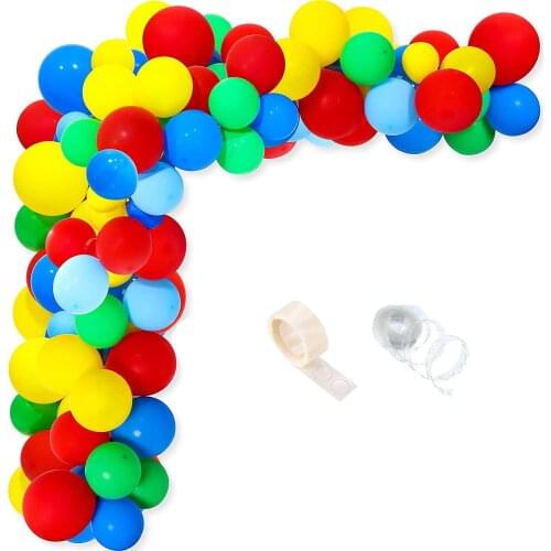 Carnival Circus Balloon Arch Garland Kit Circus Theme Assorted Latex Balloons Red Blue Green Yellow for Carnival Party Birthday