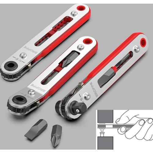 BROPPE Magnetic Two-way Ratchet Screwdriver Wrench Set Right-angle 1/4" Hex Shank Turning Head Ratchet For Narrow Space DIY
