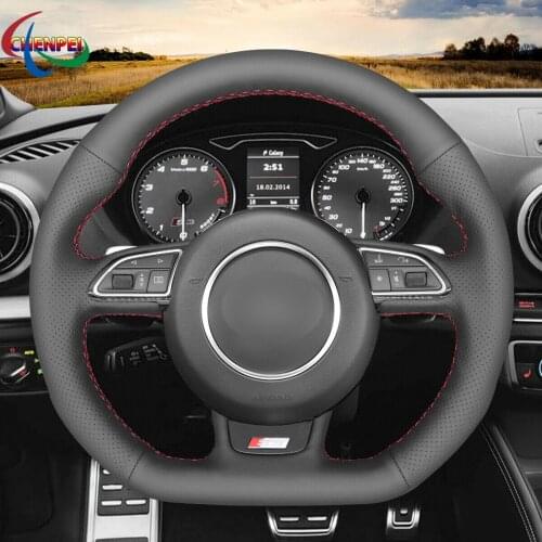 DIY Hand-Sewn Non-Slip Artificial Leather Steering Wheel Cover For Audi A5 A7 RS 5 RS 7 S3 S5 SQ5 Car Interior Accessories
