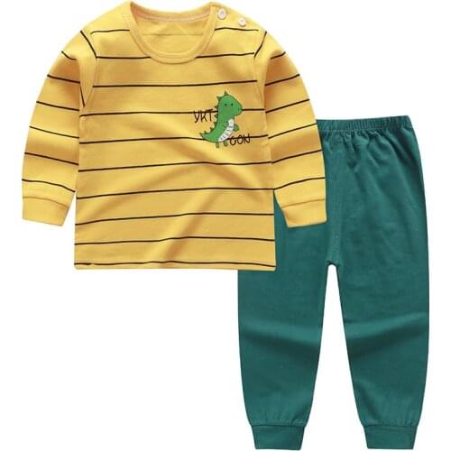 Height 66-140cm New Childrens Clothing Autumn and Winter High Waist Pajamas Suit Cotton Baby Home Service Unisex