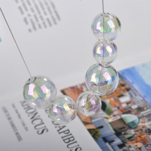 Glass Bubble Bead Necklaces for Womens Fashion Jewelry Female Clothing Sweater Chain Necklace Trendy Personality Gift