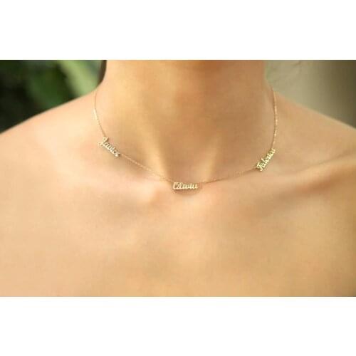 Famaily Necklaces Personalized Mom and Baby Name Necklaces Pendants Custom Nameplated Jewelry Stainless Steel Collier Femme Bff