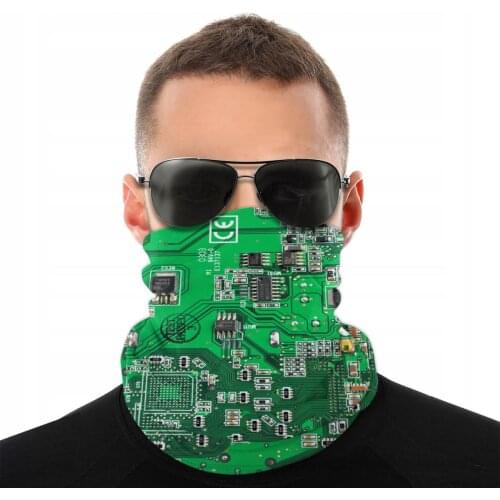 Computer Geek Circuit Board Scarves Neck Face Mask Halloween Neck Gaiter Seamless Bandanas Multi-functional Headband Outdoor