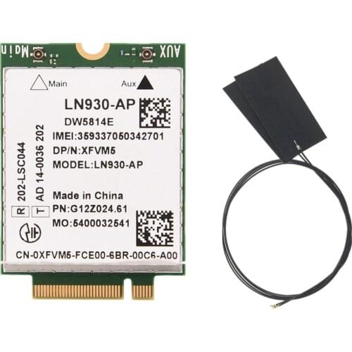 With antennas+LN930-AP DW5814e NGFF 4G LTE 150M Module WWAN Card for Dell Latitude 5580 7480 5480 5285 2-in-1