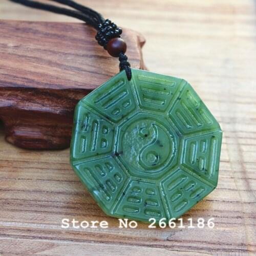 Certificate) Natural Green Hetian Nephrite Stone Hand Carved Gossip Pendant Necklace Gift for Women Men Jade Jewelry +Rope