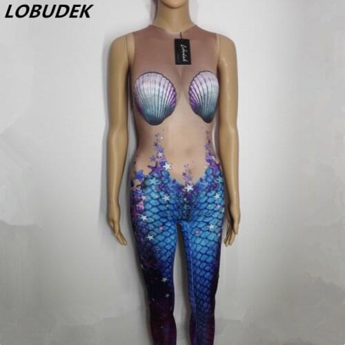 3D printing Leotard Elastic jumpsuit Male Female Role costumes Nightclub Bar stage performance Jumpsuit sexy slim show Costume