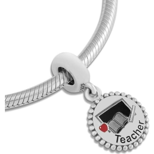 Teacher Dangle Charm 925 Sterling Silver Mixed Enamel Beads for Jewelry Making Fit Charms Bracelets DIY 02757