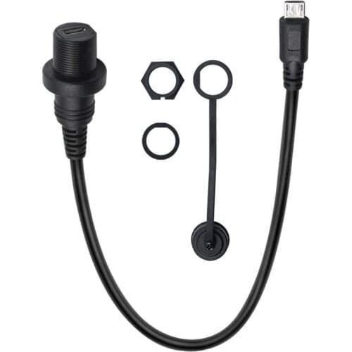 30cm Micro USB 2.0 IP67 Waterproof Cable,Micro-USB 5 pin IP67 Male to Female Panel Mount Water Proof Connector Extension cord