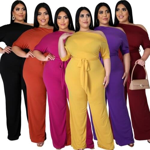 Womens Casual Wide Leg Pants Jumpsuit Plus Size 4XL 5XL Elegant Work Office One Piece Playsuit Off Shoulder Party Rompers