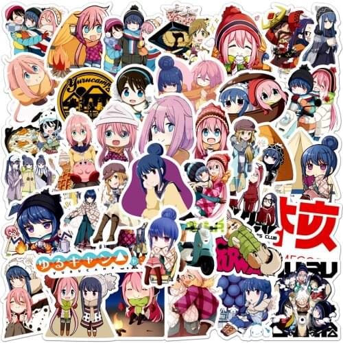 10/50pcs Japanese Anime Swaying Camping Landscape Stickers Outdoor Adventure Travel Suitcase Laptop Bicycle Yuru Camp Stickers