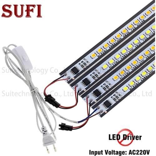 10pcs Hard Light Strip With EU Plug Wire AC220V LED Sstrip Light Board Ceiling Lamp Retrofit Light Box Glass Cabinet Light Bar