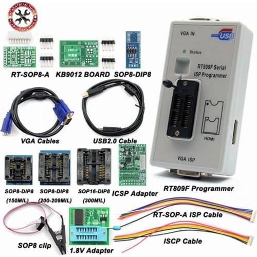 100% Original RT809F LCD ISP programmer with 11 Items +SOP8 Test Clip+1.8V Adapter+TSSOP8/SSOP8 Adapter Free shipping