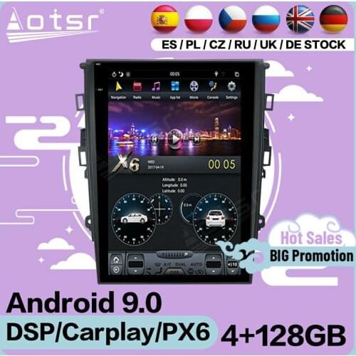 128G Tesla Screen Multimedia Stereo Android 9 Player For Ford Mondeo Fusion MK5 2013 2014 2015 2016 2017 Navi Receiver Head Unit