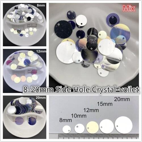 20g 8mm 10mm 12mm 15mm 20mm Crystal Voilet Flat Round Loose Sequins Paillette Sewing,Wedding Craft,Women DIY Garment Accessory