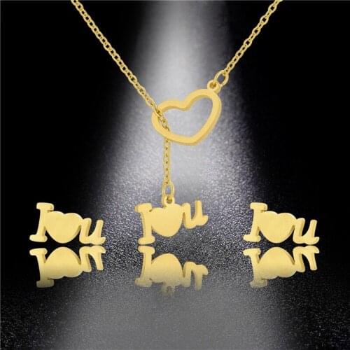 2021 New Trend Letter LOVE Necklace for Women Titanium Steel 18KGP Initial Earrings Jewelry Set Valentines Day Gift