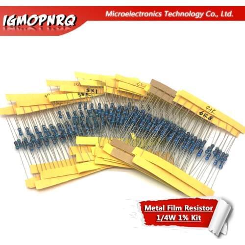 24values*10pcs 240pcs 1/4W 0.25W 1% 4.7k-68k Metal Film Resistor component diy kit 4.7K 5.1K 5.6K 6.2K 6.8K 8.2K 10K 12K ETC