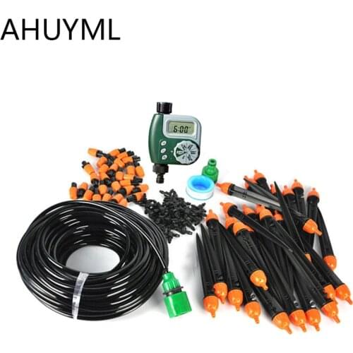 25m 8/11 Garden DIY Micro Drip Irrigation System Plant Self Automatic Watering Timer Garden Hose Kits with Adjustable Dripper