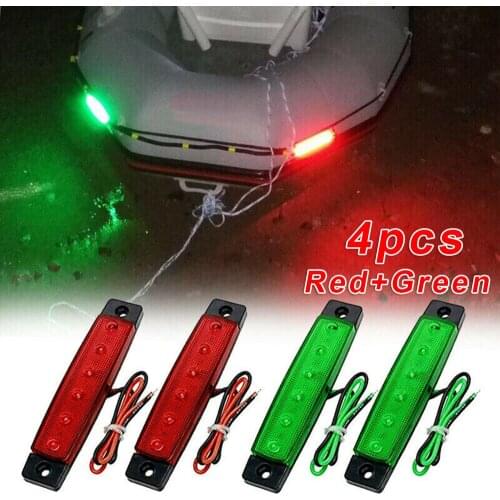 4Pcs DC12V Navigation Lights Marine Boat Navigation 6LED Lights Red Green Lamp Set Boat Auto Indicator Lamps