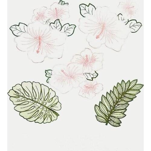 5PCS / set Large Flower Embroidery Applique Patches Sew on Pacthes Lace Fabric Motif Clothes Decorated DIY Sewing Supplies