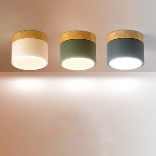 BEIAIDI 7W 12W Wooden LED Ceiling Down Light Macaron Bedroom Foyer Background Ceiling Lamp Shop Exhibition Ceiling Spotlight