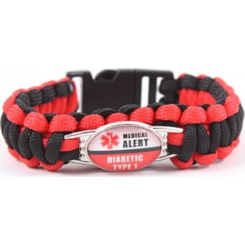 Medical Alert Paracord Bracelet 550 Rope Escape Bracelet For Men Women Kids Child Blood Thinner Type 1 Diabetes Bangles Jewelry