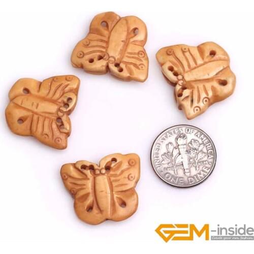 18x23mm Small Animal Butterfly Carved Bone Cabochon Beads Loose Bead For Jewelry Making Bulk 4 PCS Wholesale