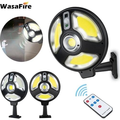 COB Led Solar Light Outdoor Waterproof Lighting For Garden Wall Street PIR Motion Sensor Smart Remote Control Security Lamp