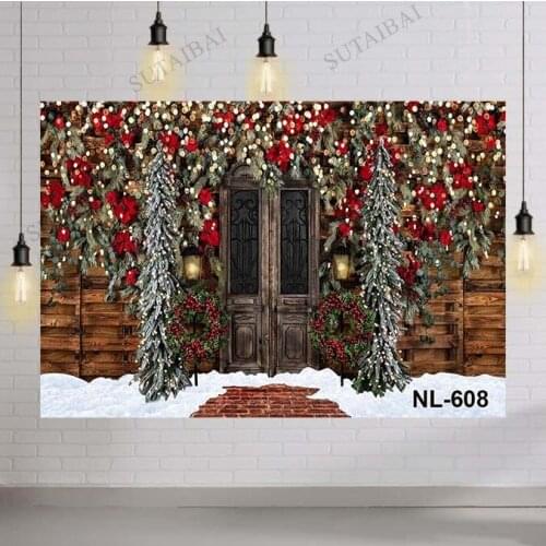 Wood Christmas Background for Photography Winter Snow Snowman Baby Family Newborn Portrait Backdrop Photocall Photo Studio