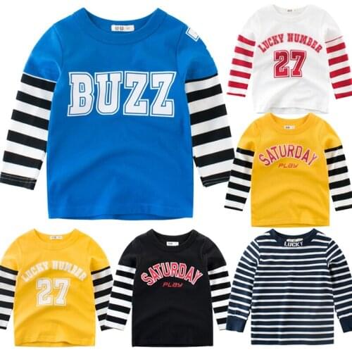 Boys T Shirt Boys Clothing Baby Boys Tops Cotton Outwear Letter Long Sleeves Children Clothes Toddler Infant Tee Autumn Clothes