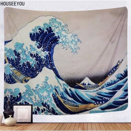 Tapestry Wall Hanging Great Wave Kanagawa Printed Blanket Wall Hanging Tapestries Boho Bedspread Yoga Mat Blanket Beach Towel