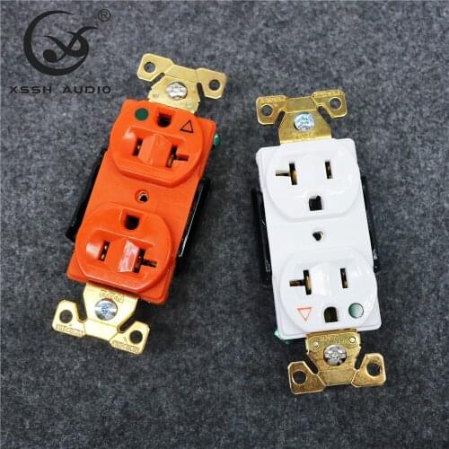 HIFI XSSH pure copper plated gold 20A 125V Isolated Ground Hospital Grade DUPLEX receptacle US power socket electric outlet