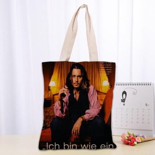 Handbags Johnny Depp 01 Canvas Tote Bag Cotton Cloth Shoulder Shopper Bags for Women Eco Foldable Reusable Shopping Bags 0331