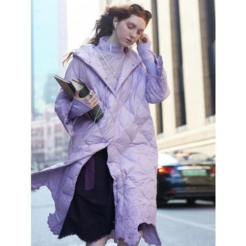 IRINACH294 FALL WINTER 2020 COLLECTION Women Long Hooded Embroidered White Duck Down Jacket Coat